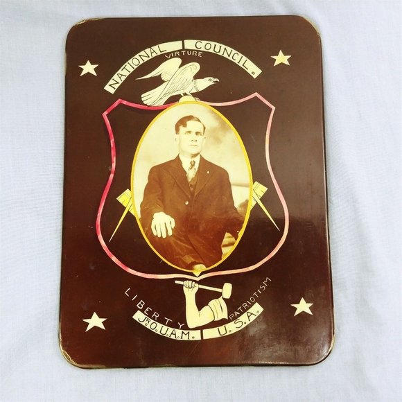 Early Twentieth Century Photos 1 Metal Mounted Masons Plaque 1 Boy on Pony 2pc - Picture 3 of 8